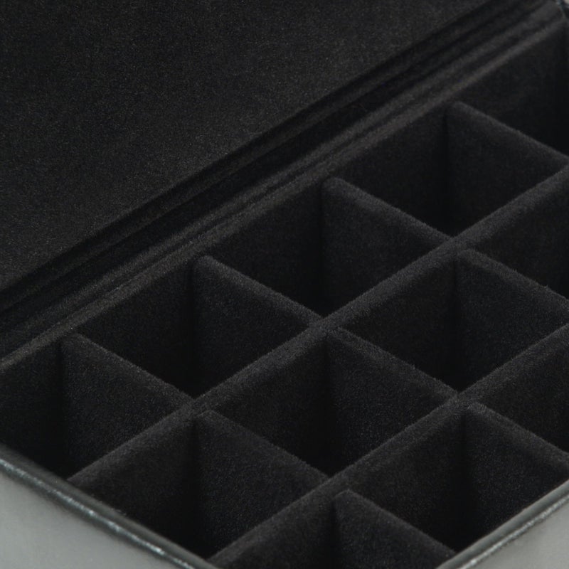 Wolf Designs WOLF Heritage 15-Piece Cufflink Box, Black - 15 Compartments - Faux Leather Exterior + Ultra-Suede Lining - Image 3